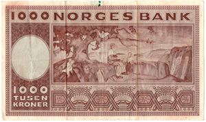 1000 kroner 1973 G.2004017 erstatningsseddel. Kv.1/1+