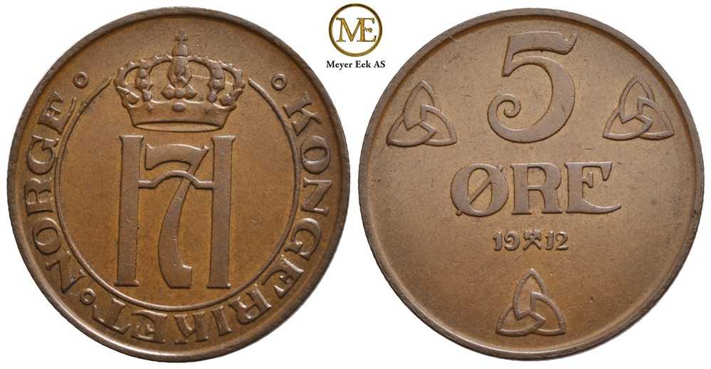 5 øre 1912 Haakon VII. Kv.0/01