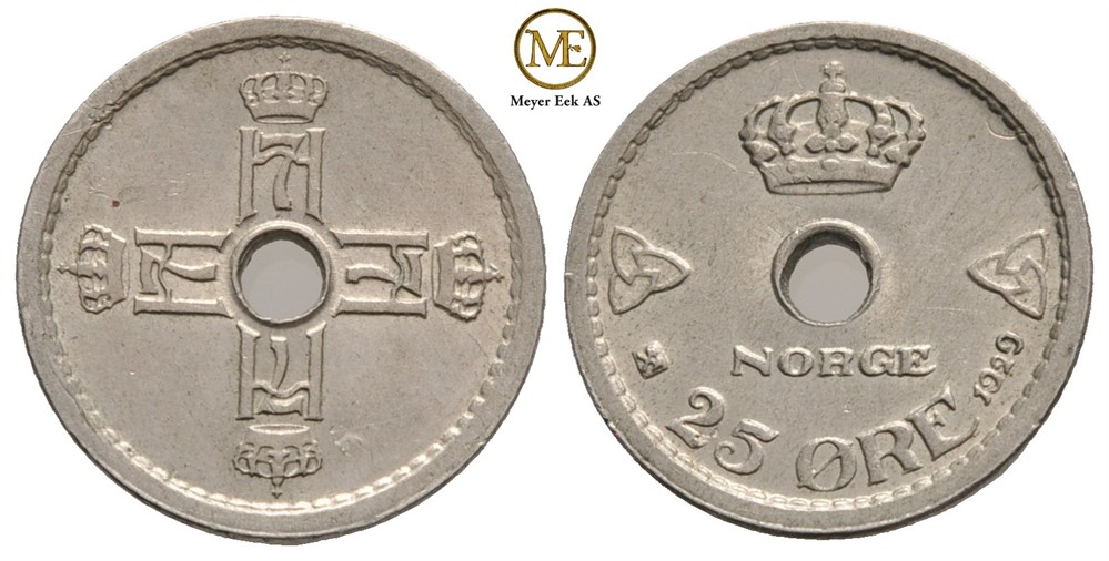 25 øre 1929 Haakon VII. Kv.0/01