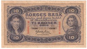 10 kroner 1940 Ø.1729268. Kv.0/01