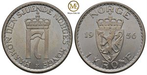 1 krone 1956 Haakon VII. Kv.0