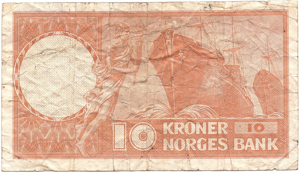 10 kroner 1969 Z.0775144 erstatningsseddel. Kv.1-/2