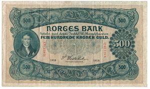 500 kroner 1918 A.0112941. SSS-Seddel. Kv.1