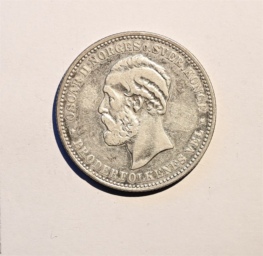 Norge 2 kroner 1893 kv. 1/1+