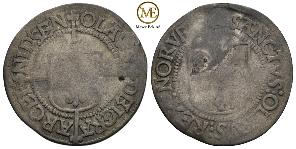 Skilling Olav Engelbrektsson 1523-1537. Nidaros. NMD.2. Kv.1/1-