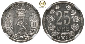 25 øre 1896 Oscar II. Kv.0