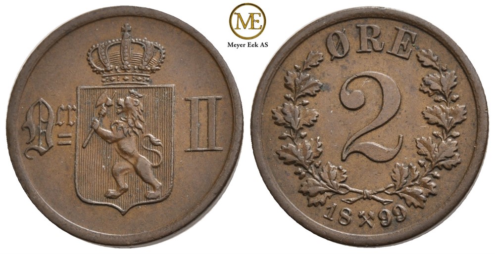 2 øre 1899 Oscar II. Kv.01