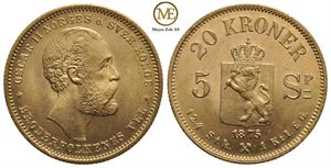 20 kroner/5 Spc. 1875 Oscar II. Kv.0