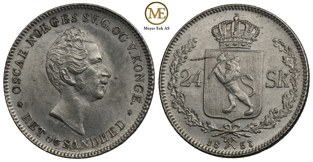 24 skilling 1853 Oscar I. Kv.0/01