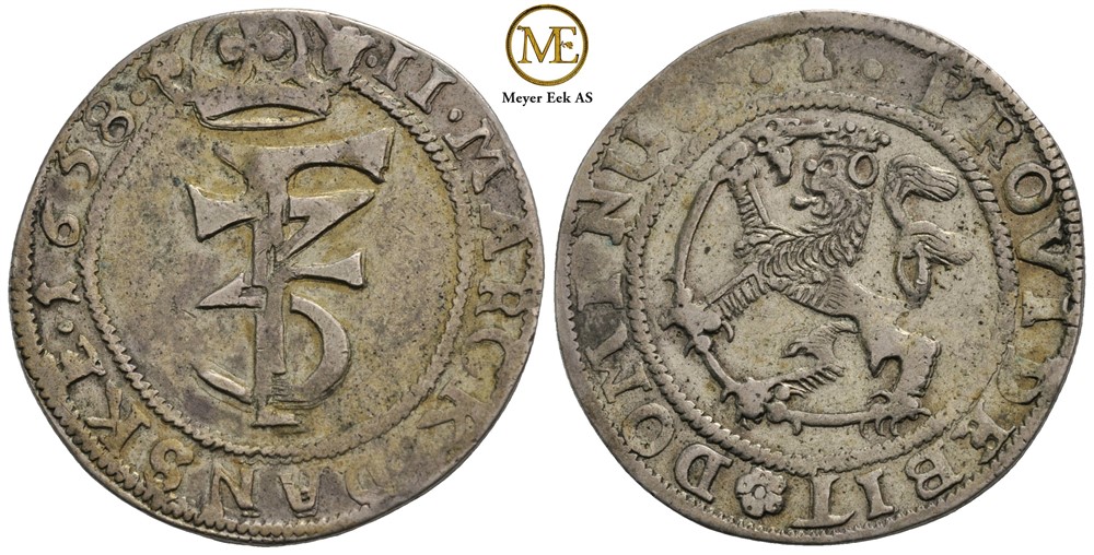 2 mark 1658 Frederik III. Kv.1+/01