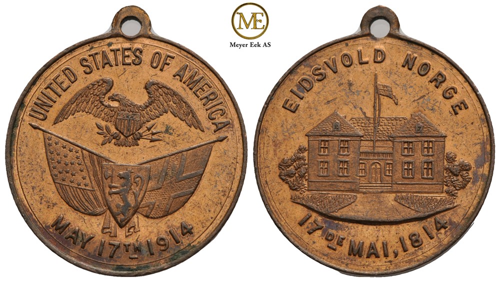 17. mai 1914. Norsk og Amerikansk flagg. Kv.0/01