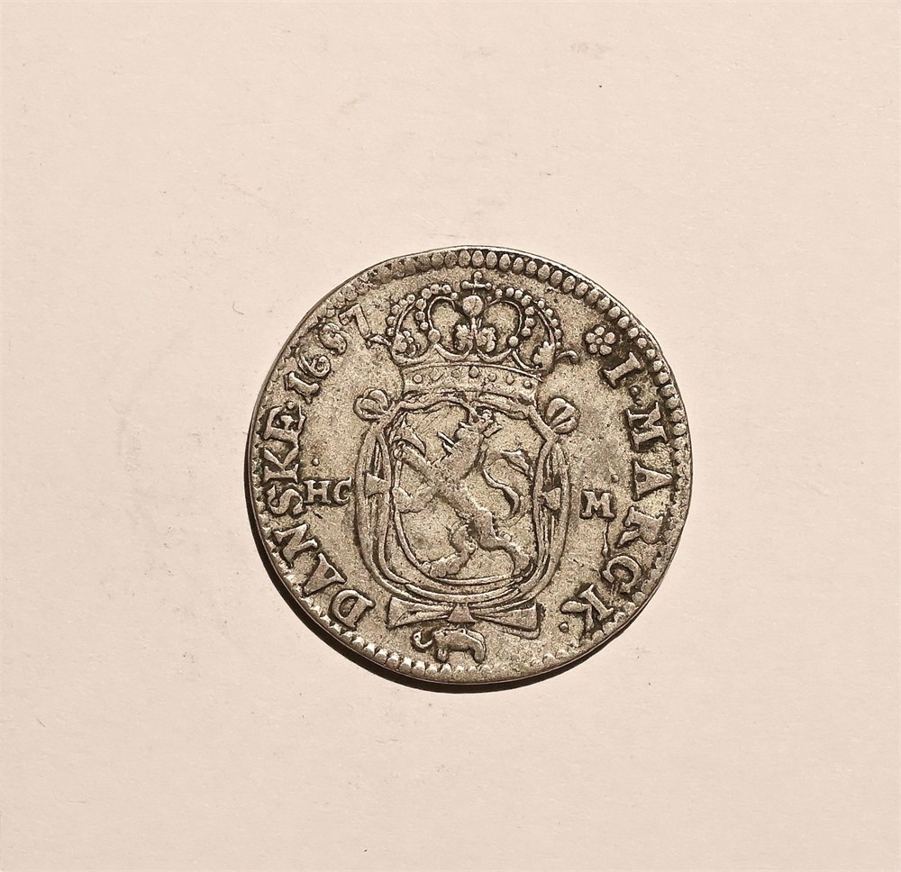Norge 1 mark 1687 kv. 1+