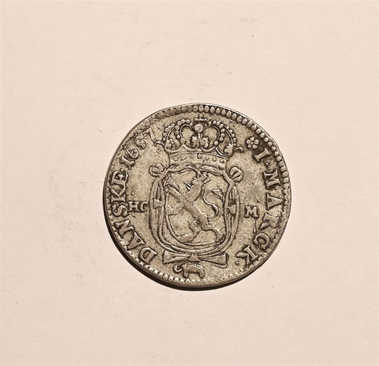 Norge 1 mark 1687 kv. 1+