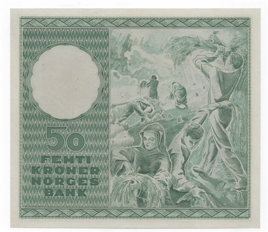 Norge 50 kroner 1955 B kv. 0/01