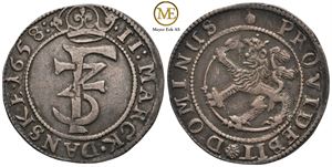 2 mark 1658 Frederik III. Kv.1+/01