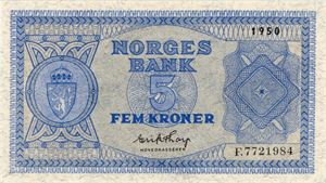 5 kroner 1950 F