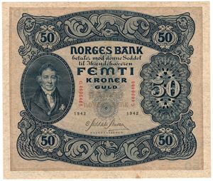 50 kroner 1942 C.4696486. Kv.01