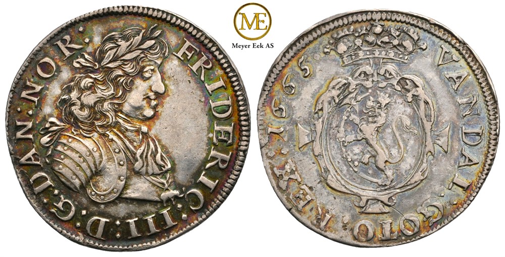 1/8 speciedaler 1665 Frederik III. Kv.01