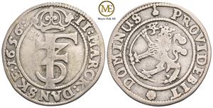 2 mark 1656 Frederik III. Kv.1/1+