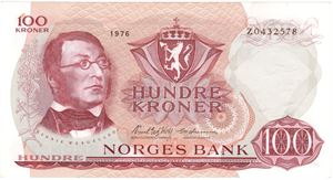 100 kroner 1976 Z. Erstatningsseddel. Kv.0/01