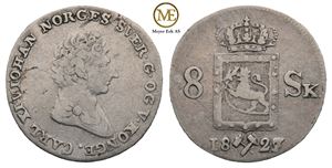 8 skilling 1827/5 Carl XIV Johan. Kv.1