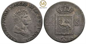 24 skilling 1827 Carl XIV Johan. Kv.1+/01