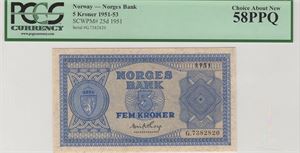 5 kroner 1951 G.7382820. Kv.0/01