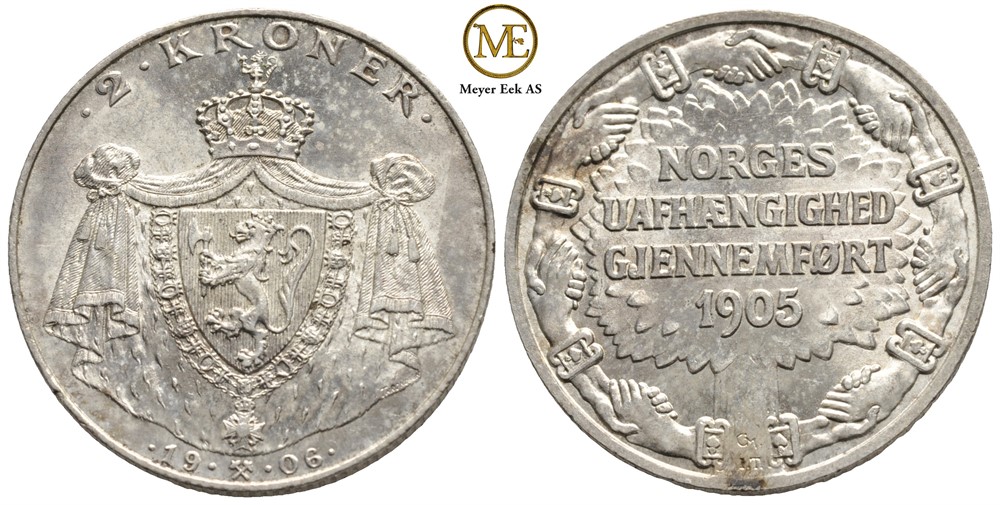 2 kroner 1906 Jub. Haakon VII. Kv.0