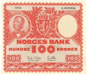 100 kroner 1959 G.4009626. Kv.0/01