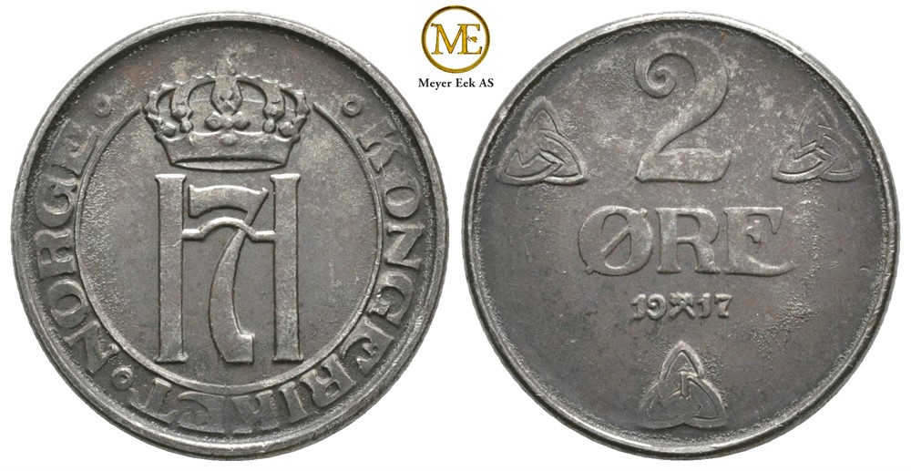 2 øre 1917 Haakon VII. Kv.0/01