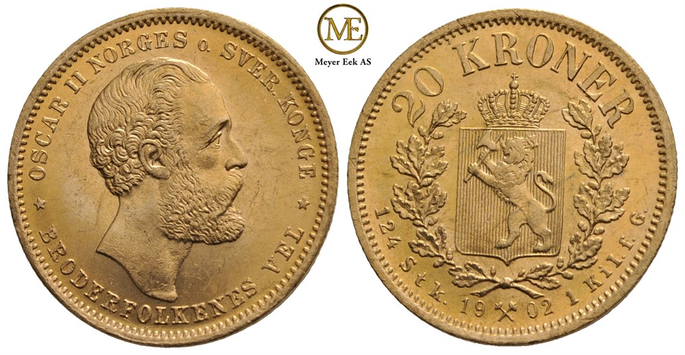 20 kroner 1902 Oscar II. Kv.0/01