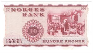 100 kroner 1962 Z.0055929. Erstatningsseddel. Kv.0/01