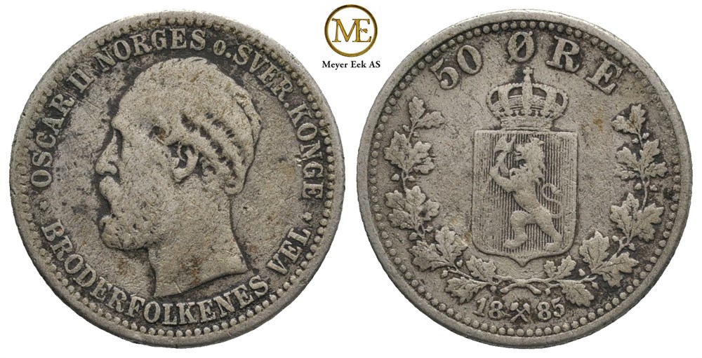 50 øre 1885 Oscar II. Kv.1-