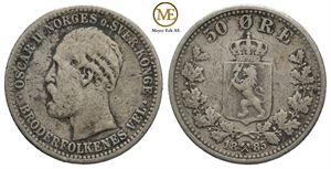 50 øre 1885 Oscar II. Kv.1-