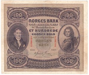 100 kroner 1941 B.7290895. Kv.1+