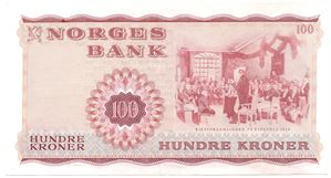 100 kroner 1973 Z.0143432. Erstatningsseddel. Kv.01