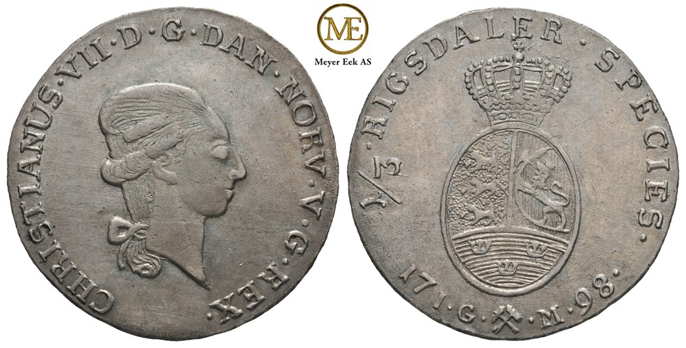 1/3 speciedaler 1798 Christian VII. Kv.1+/01