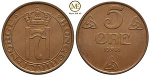 5 øre 1938 Haakon VII. Kv.0