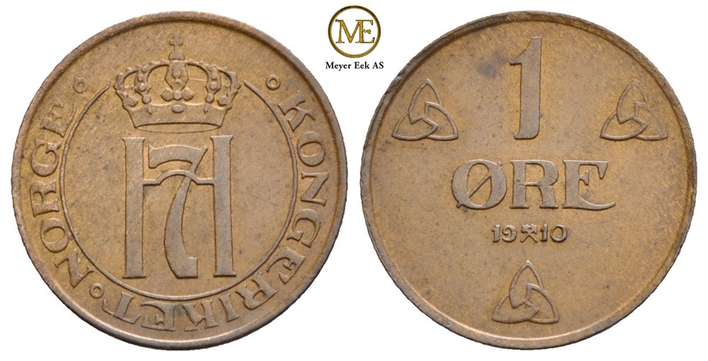 1 øre 1910 Haakon VII. Kv.0/01