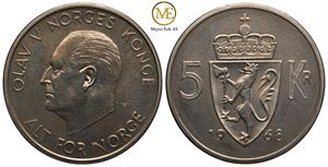 5 kroner 1968 Olav V. Prakt eksemplar