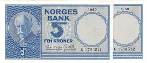 5 kroner 1960 G.1783511-12. Kv.0