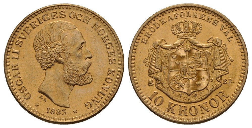 10 kronor 1883 Oscar II. Kv.0