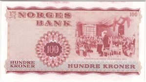 100 kroner 1970 X.5430938 erstatningsseddel. Kv.0