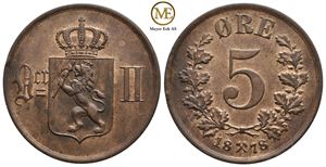 5 øre 1878 Oscar II. Kv.0/01