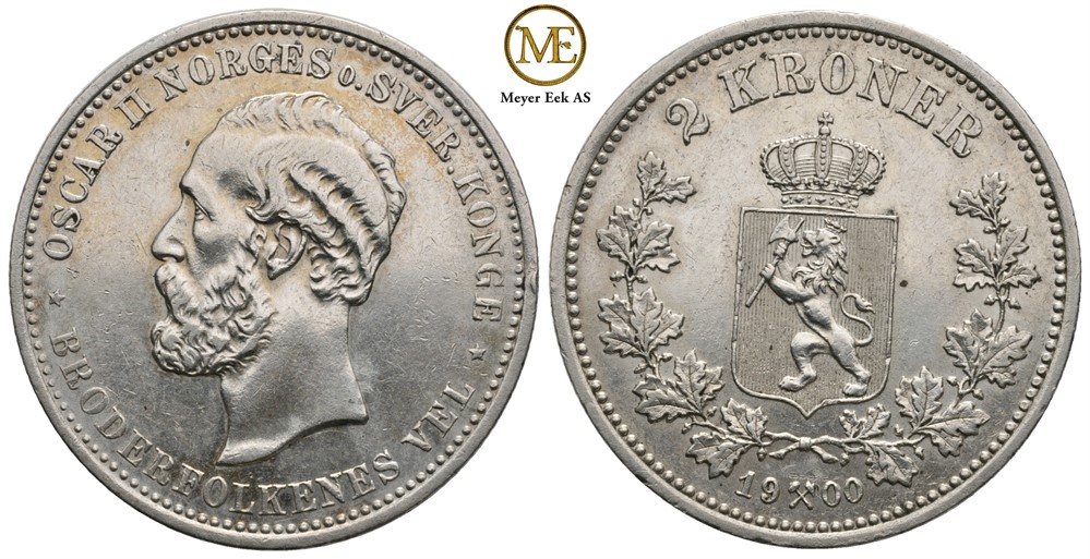 2 kroner 1900 Oscar II. Kv.01