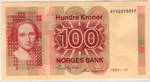 100 kroner 1984. 67 PPQ.