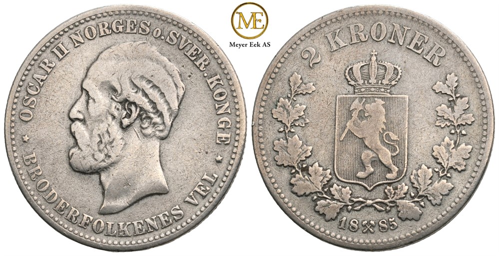 2 kroner 1885 Oscar II. Kv.1