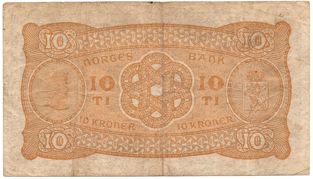 10 kroner 1924 K.9591245. Kv.1