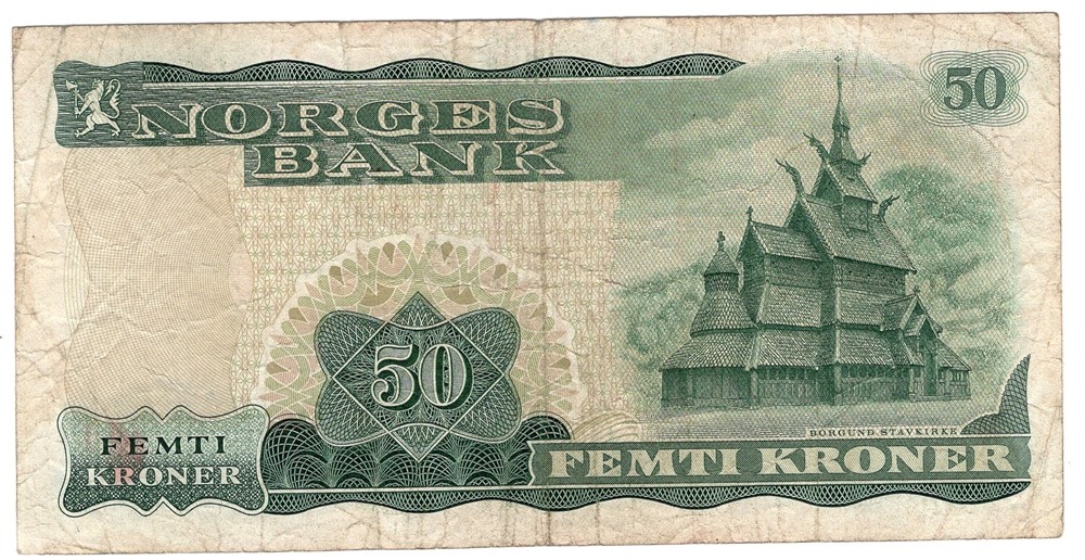 50 kroner 1966 Z.8002367 8-million erstatningsseddel. RRR-seddel. Kv.1-