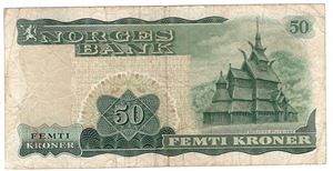 50 kroner 1966 Z.8002367 8-million erstatningsseddel. RRR-seddel. Kv.1-